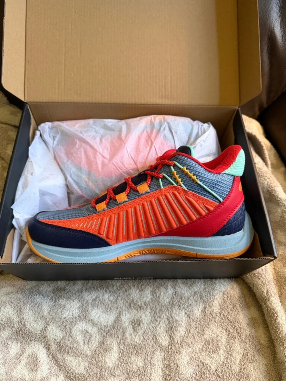 And1 Mens Orange Navy Red Mint Low-Top Sneakers - Picture 1 of 3